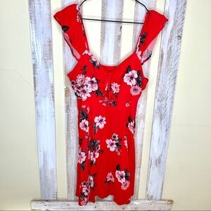 Target Xhilaration Red Floral Cutout Dress